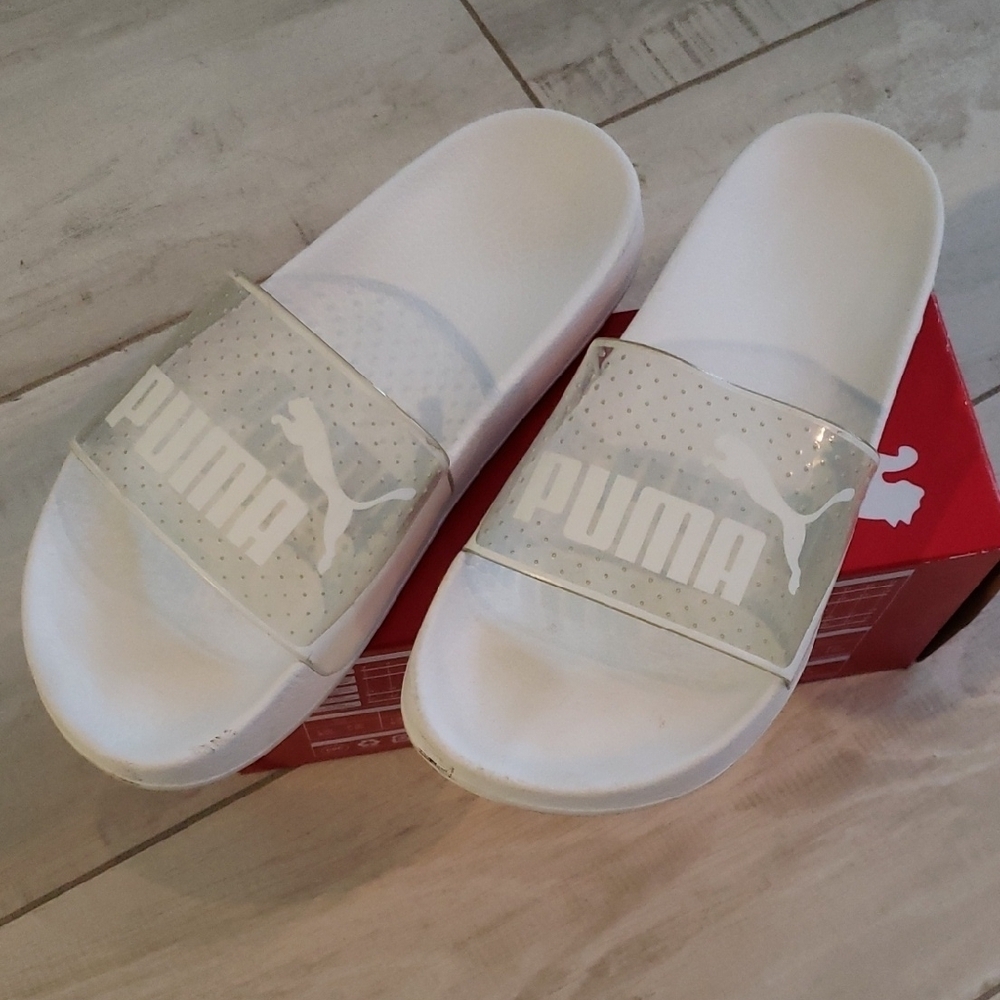 Puma White Leadcat Jelly Slides Size 6.5